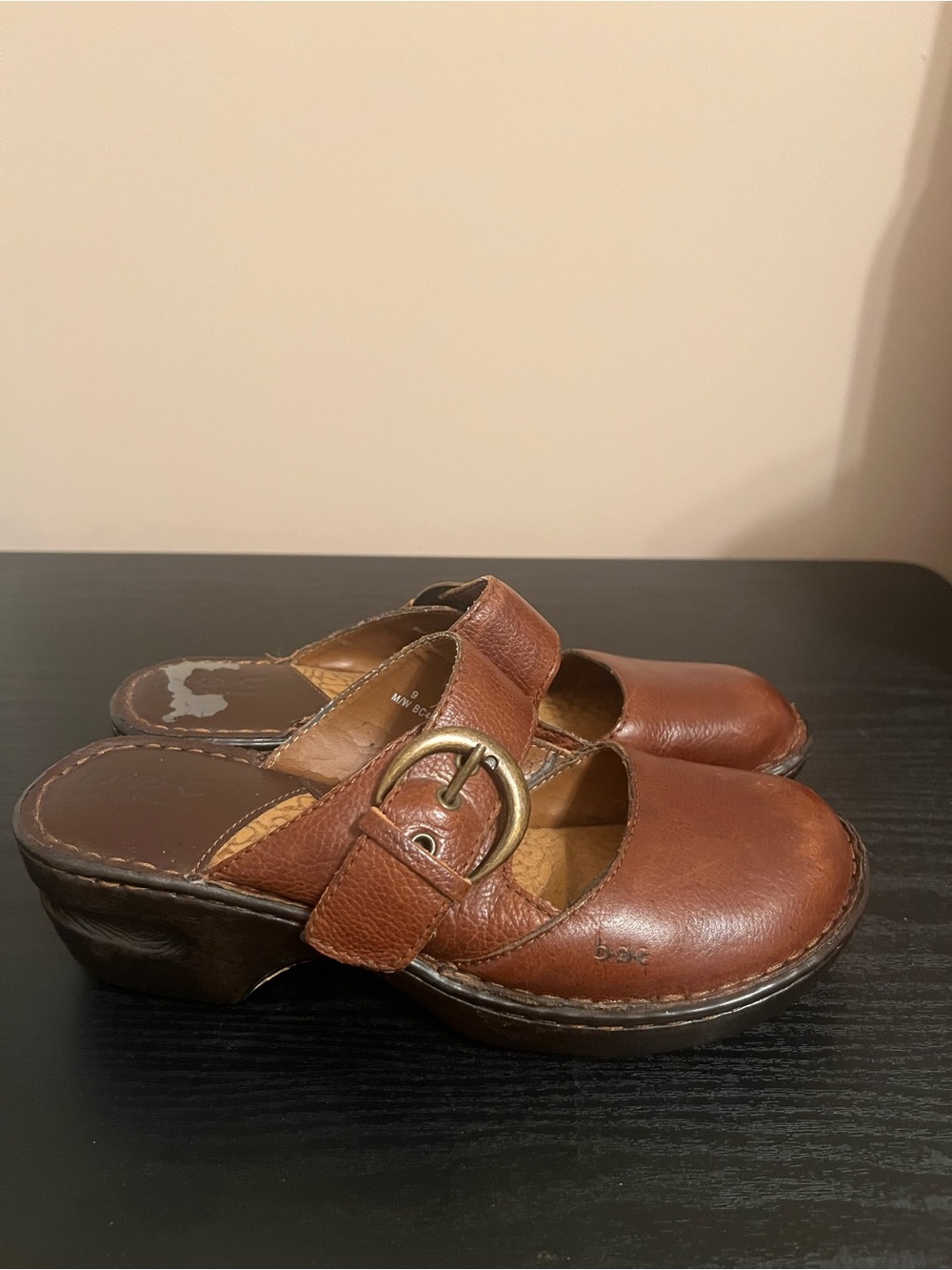 Born Concept Mary Jane brown leather mules sz 9